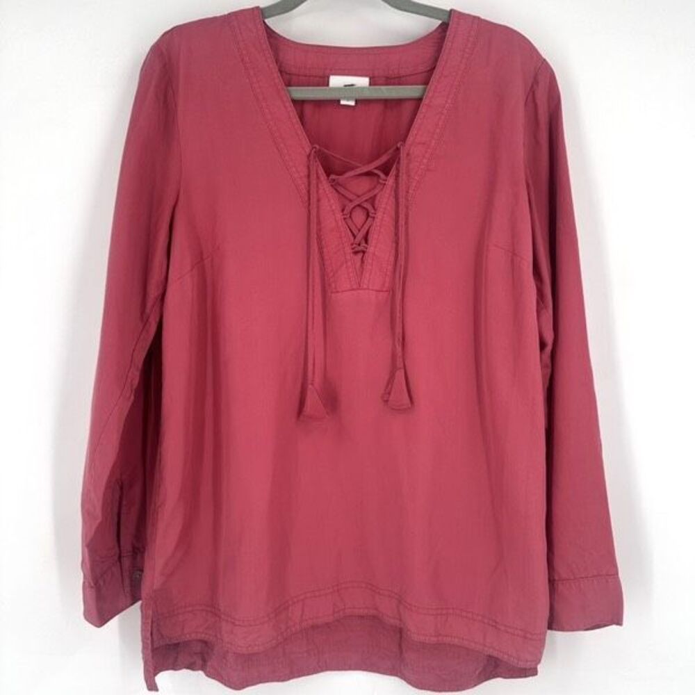 J Jill Pink Tunic Blouse Women's Size Medium‎ Boho Peasant Neckline